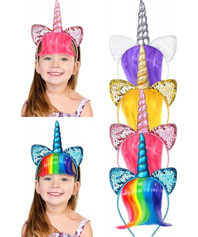 Unicorn Headband 4 Pieces Halloween Unicorn Horns Headbands Unicorn Party Headbands for Kids Birthday Rainbow Headband Unicor...