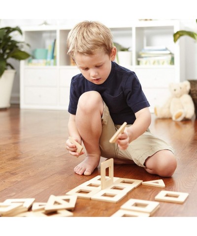 Wooden Magnetic Tiles by Big Future Toys - 32 Pc Set Natural Birch| Montessori Toys | Sensory Toys | Wooden Magnetic Blocks |...