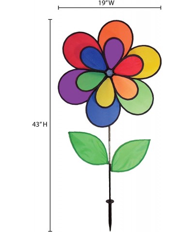 Double Wheel Rainbow Flower with Leaves - Ground Stake Included - Colorful Wind Spinner for Your Yard and Garden 2829 $31.43 ...