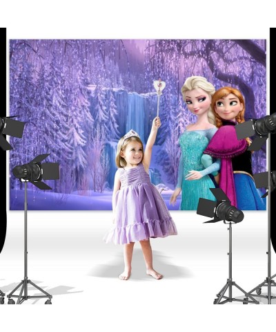 Frozen Elsa Backdrop Birthday Banner for Girl Kids Photography Birthday Banner Party Supplies Baby Shower Ice Snow Castle Bac...