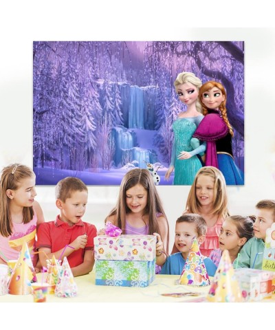 Frozen Elsa Backdrop Birthday Banner for Girl Kids Photography Birthday Banner Party Supplies Baby Shower Ice Snow Castle Bac...