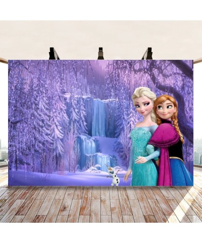 Frozen Elsa Backdrop Birthday Banner for Girl Kids Photography Birthday Banner Party Supplies Baby Shower Ice Snow Castle Bac...