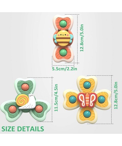 Suction Toys for Baby Suction Cup Spinner Toy 3 Pieces Baby Bath Toys Cartoon Animal Spinning Top Girls Boys Toys with Rustli...