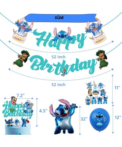 Blue Birthday Party Decorations - Include Banner Cake Topper Balloons Stickers for Kids Baby Shower Happy Birthday Party Supp...