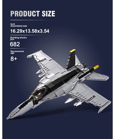 F/A-18E Bumblebee Fighter Military Army Airplane Building Bricks Set with 1 Figure 682 Pieces Air-Force Build Blocks Toy Gift...