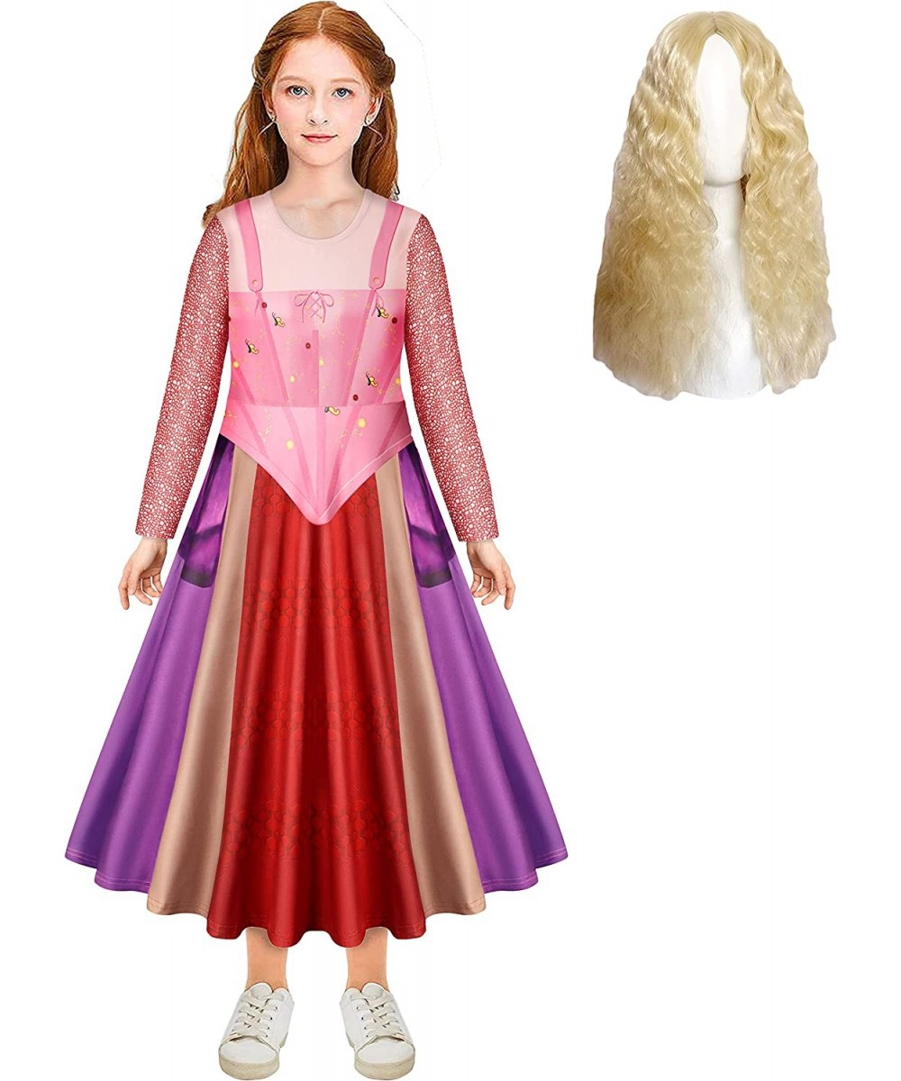 Girls Sarah Mary Winifred Costume Kids Sanderson Sister Dress Witch Halloween Outfits with Wig Cloak $72.94 Kids' Costumes