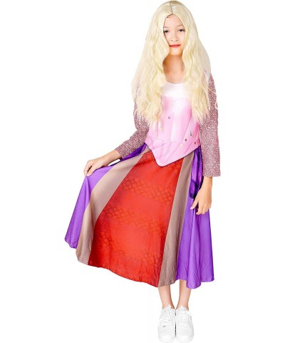 Girls Sarah Mary Winifred Costume Kids Sanderson Sister Dress Witch Halloween Outfits with Wig Cloak $72.94 Kids' Costumes