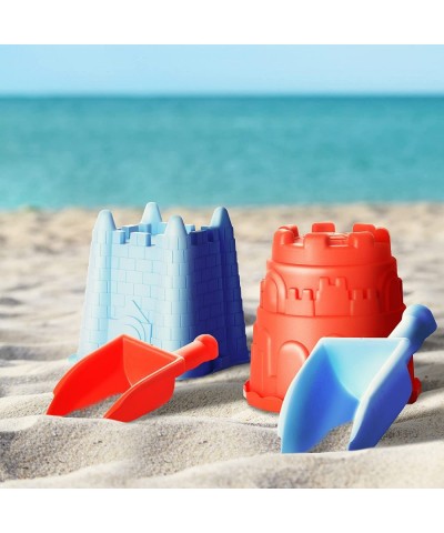 2 Sand Castle Beach Buckets and 2 Shovels for Kids - 7 Inch Large Sand Mould Pails Beach Toys for Toddlers and Kids Beach Par...