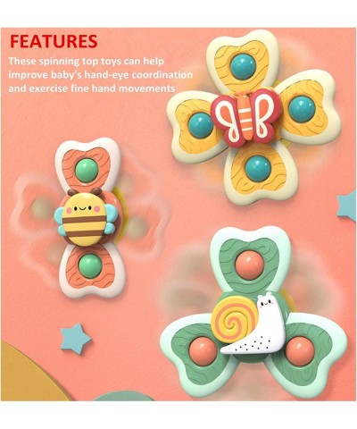 Suction Toys for Baby Suction Cup Spinner Toy 3 Pieces Baby Bath Toys Cartoon Animal Spinning Top Girls Boys Toys with Rustli...