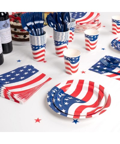 American Flag Party Supplies Serves 24 Patriotic Party Decorations Plates and Napkins Tablecloth Banner Utensil Total 171 PCS...