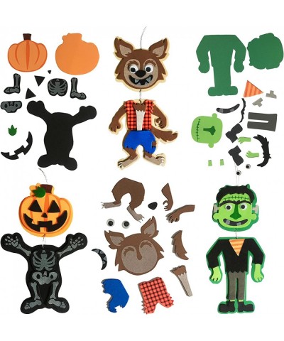 26 Packs Halloween Art and Craft Kit with10 Rainbow Scratch Card Ornaments 10 Fridge Magnets and 6 Foam Characters DIY Craft ...