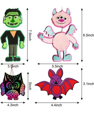 26 Packs Halloween Art and Craft Kit with10 Rainbow Scratch Card Ornaments 10 Fridge Magnets and 6 Foam Characters DIY Craft ...