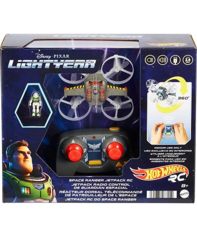 Hot Wheels Space Ranger Jetpack RC Remote-Controlled Flying Ship From Disney Pixar Lightyear Film With Buzz Figure Toy For Ki...