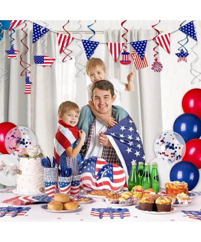 American Flag Party Supplies Serves 24 Patriotic Party Decorations Plates and Napkins Tablecloth Banner Utensil Total 171 PCS...