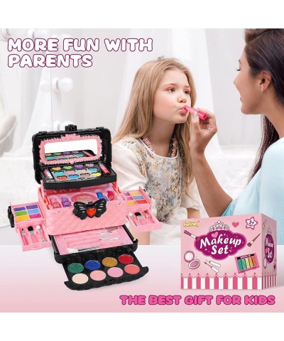 54 Pcs Kids Makeup Kit for Girls Princess Real Washable Pretend Play Cosmetic Set Toys with Mirror Non-Toxic & Safe Birthday ...