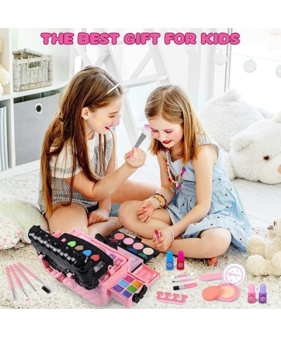 54 Pcs Kids Makeup Kit for Girls Princess Real Washable Pretend Play Cosmetic Set Toys with Mirror Non-Toxic & Safe Birthday ...