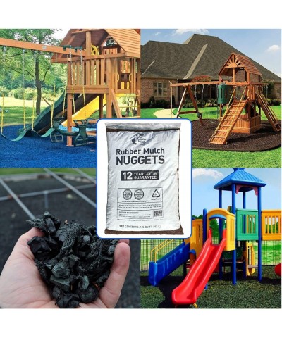 NuPlay Rubber Mulch Playground Flooring - Rubber Nugget Weed Barrier - Flooring for Swing Sets Play Areas Covers 1 Pack Earth...