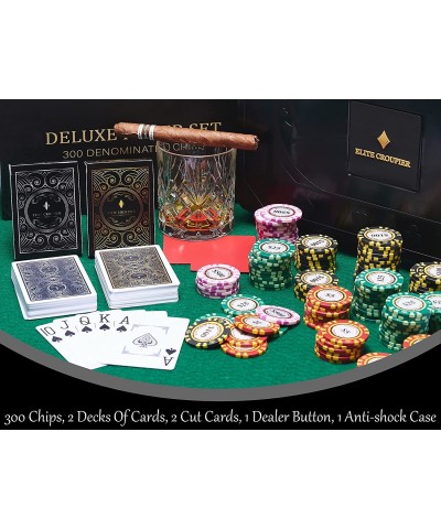 Deluxe 300 Poker Chips Set - Poker Set 300 Chips Shock Resistant Case 2 Tones Monte Carlo Poker Chips (14g Clay Poker Chips w...