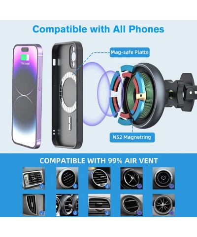 Magnetic Wireless car Charger 15W Fast Charging Air Vent/Dashboard/Windshield Auto-Alignment Strong Magnet Phone Holder for M...