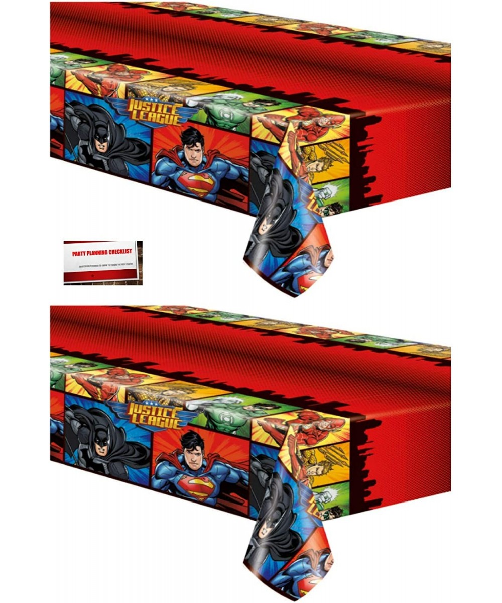 (2 Pack) Justice League Batman Superman Flash Aquaman Plastic Table Cover 54 x 84 Inches (Plus Party Planning Checklist by Mi...