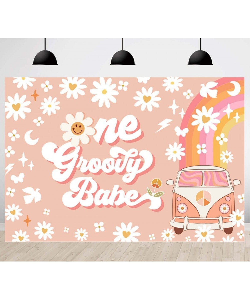 One Groovy Happy Birthday Backdrop for Girls Retro Boho 1st Birthday Party Photo Background Girl Daisy Floral Happy 1st Birth...