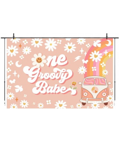 One Groovy Happy Birthday Backdrop for Girls Retro Boho 1st Birthday Party Photo Background Girl Daisy Floral Happy 1st Birth...