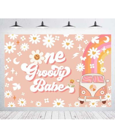 One Groovy Happy Birthday Backdrop for Girls Retro Boho 1st Birthday Party Photo Background Girl Daisy Floral Happy 1st Birth...