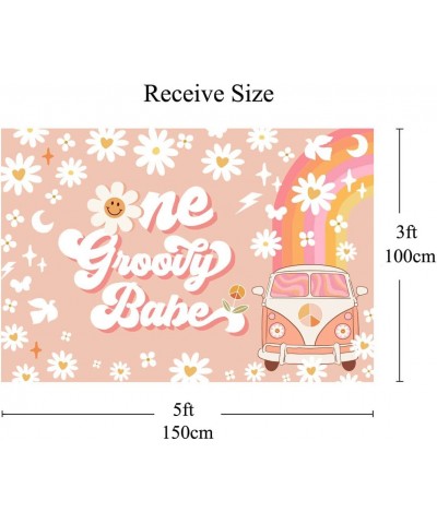 One Groovy Happy Birthday Backdrop for Girls Retro Boho 1st Birthday Party Photo Background Girl Daisy Floral Happy 1st Birth...