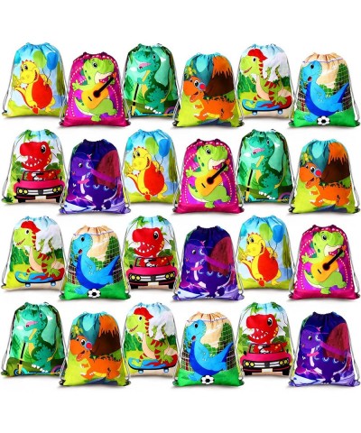 24 Packs Kids Dinosaur Party Favors Bags Dinosaur Drawstring Gift Bag Baby Goodie Bags Backpack Decor for Kids Dinosaur Theme...