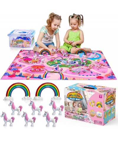 Unicorn Wonderland Play Mat & Unicorn Toy Set | Colorful Activity Playmat & (6) Unicorn Figurine Set Keeps Little Girls Enter...