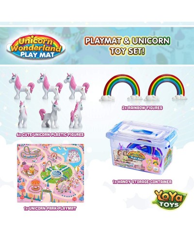 Unicorn Wonderland Play Mat & Unicorn Toy Set | Colorful Activity Playmat & (6) Unicorn Figurine Set Keeps Little Girls Enter...