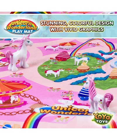 Unicorn Wonderland Play Mat & Unicorn Toy Set | Colorful Activity Playmat & (6) Unicorn Figurine Set Keeps Little Girls Enter...