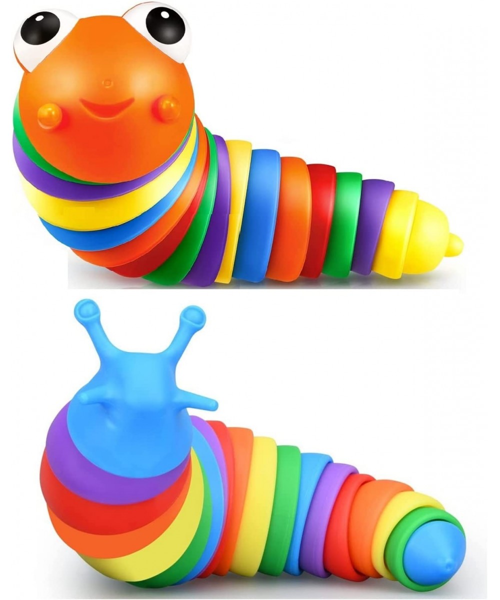 Slug Fidget Toy 2 Pack 3D Printed Colorful Articulated Stretch Realistic Slug Insects Toy Fun Crawling Sensory Slug Relaxing ...