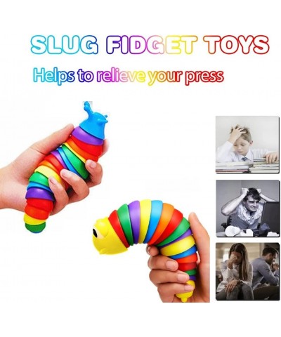 Slug Fidget Toy 2 Pack 3D Printed Colorful Articulated Stretch Realistic Slug Insects Toy Fun Crawling Sensory Slug Relaxing ...