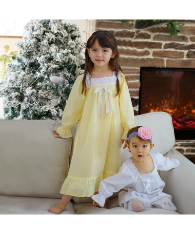 Nightgowns for Girls Cotton Vintage Pajama Dresses for Girl Long Sleeve and Women $51.93 Dolls