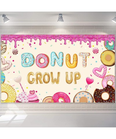 Donut Grow up Birthday Backdrop Sweet Donuts Photography Background Donut Party Decorations for Newborn Kids Girls Birthday P...