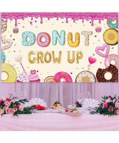 Donut Grow up Birthday Backdrop Sweet Donuts Photography Background Donut Party Decorations for Newborn Kids Girls Birthday P...