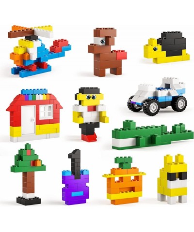 Building Bricks 1020 Pieces Set 1000 Basic Building Blocks in 17 Fun Shapes Includes Wheels Door Window Bulk Block with Stora...