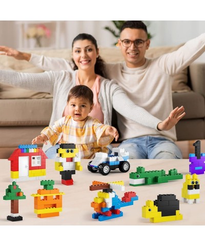 Building Bricks 1020 Pieces Set 1000 Basic Building Blocks in 17 Fun Shapes Includes Wheels Door Window Bulk Block with Stora...