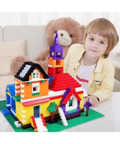 Building Bricks 1020 Pieces Set 1000 Basic Building Blocks in 17 Fun Shapes Includes Wheels Door Window Bulk Block with Stora...