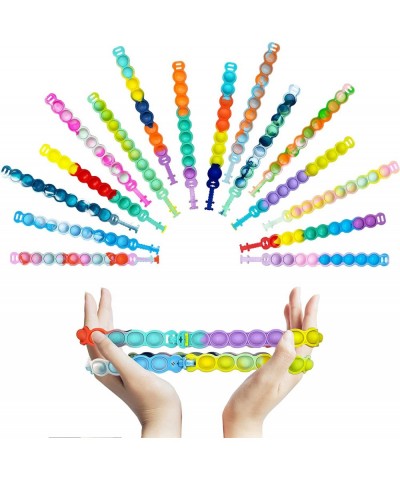 16 Packs Push Pop Fidget Bracelet Fidget Toy Party Favors Anxiety Stress Relief Finger Press Bracelet Multicolor Wristband fo...