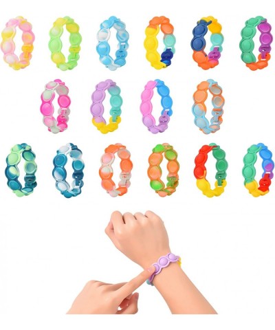 16 Packs Push Pop Fidget Bracelet Fidget Toy Party Favors Anxiety Stress Relief Finger Press Bracelet Multicolor Wristband fo...