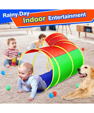 Kids Crawl Through Play Tunnel Pop Up Baby for Toddlers- Tube & Game Tent Toy Girl Boy Gift or Dog Cat Pet Tunnels (Red Green...