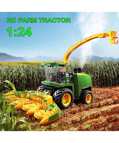 Remote Control Trucks Tractor Toy for Kids - 1:24 Rc Silage Harvester with Smoke Construction Vehicle Farm Tractors with Ligh...