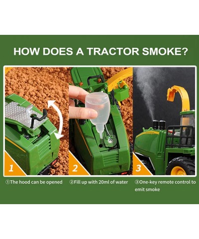 Remote Control Trucks Tractor Toy for Kids - 1:24 Rc Silage Harvester with Smoke Construction Vehicle Farm Tractors with Ligh...