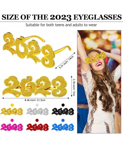 6 Pairs 2023 Glasses New Year Eve Glasses Glitter Number Eyeglasses Party Supplies 2023 Party Funny Glasses Novelty Sunglasse...