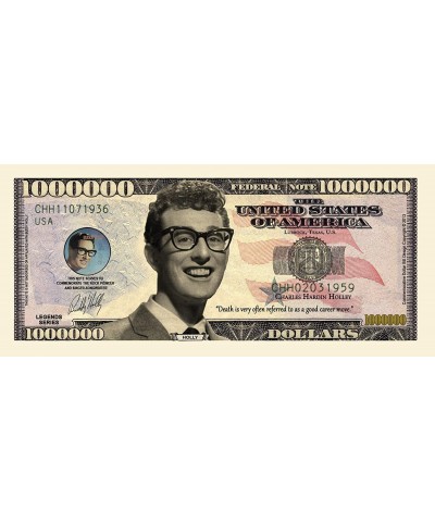 Buddy Holly Million Dollar Bill - Set of 10 - Best Collectible Gift for Buddy Holly Fans $18.63 Gags & Practical Joke Toys