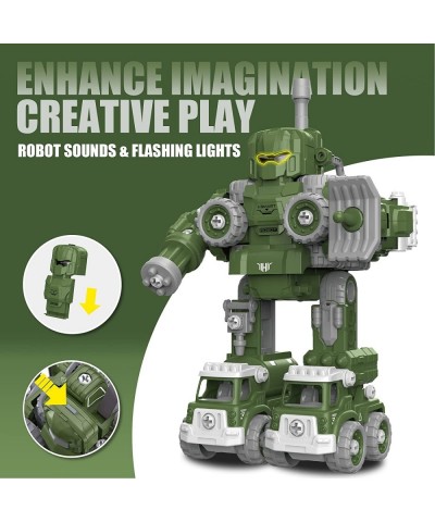 STEM Toys Take Apart Robot Toys Set Military Trucks Toys for 3 4 5 6 7 8 Years Old Boys 5 in 1 Vehicles Robot Toys for Kids C...