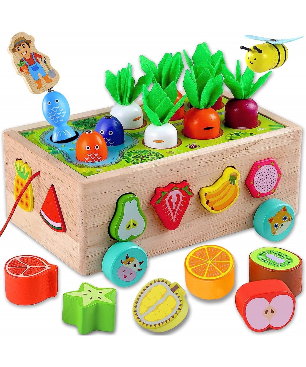 Wooden Montessori Toys for 1 2 Year Old Baby Boys Girls Shape Sorting Farm Fruit Blocks Learning Toys Age 2-4 Carrot Harvest ...