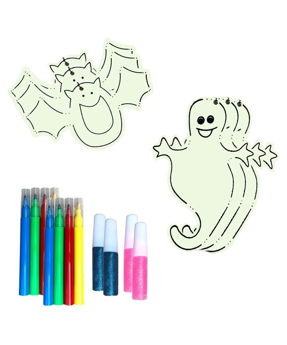 Halloween Wooden Arts and Crafts Kit - Ghost and Bat Character Hanging Decoration DIY Set - Party or Classroom Activity Suppl...